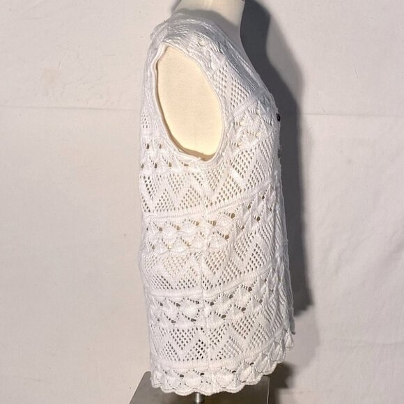 Vintage Fifty Seventh Street East White Knit Vest S - Picture 6 of 9